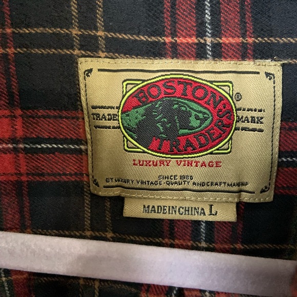 Boston Traiders 100% Cotton Mens Plaid Shirt Sz Large - Picture 3 of 4